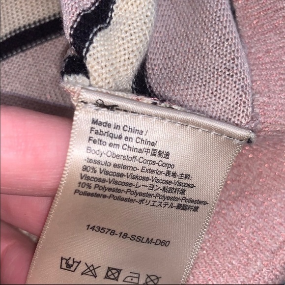 Scotch & Soda NEW Striped Tan Black Lurex Sparkle Lightweight Crewneck Sweater M - Picture 8 of 9